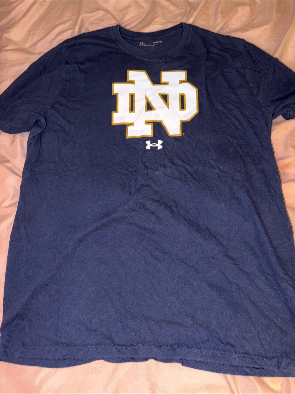 Under Armour Navy Short-Sleeve Tee with White & Gold ND Logo